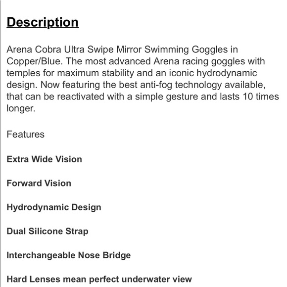🎈SOLD🎈Arena Cobra Ultra Swipe Mirror Goggles - Picture 8 of 9
